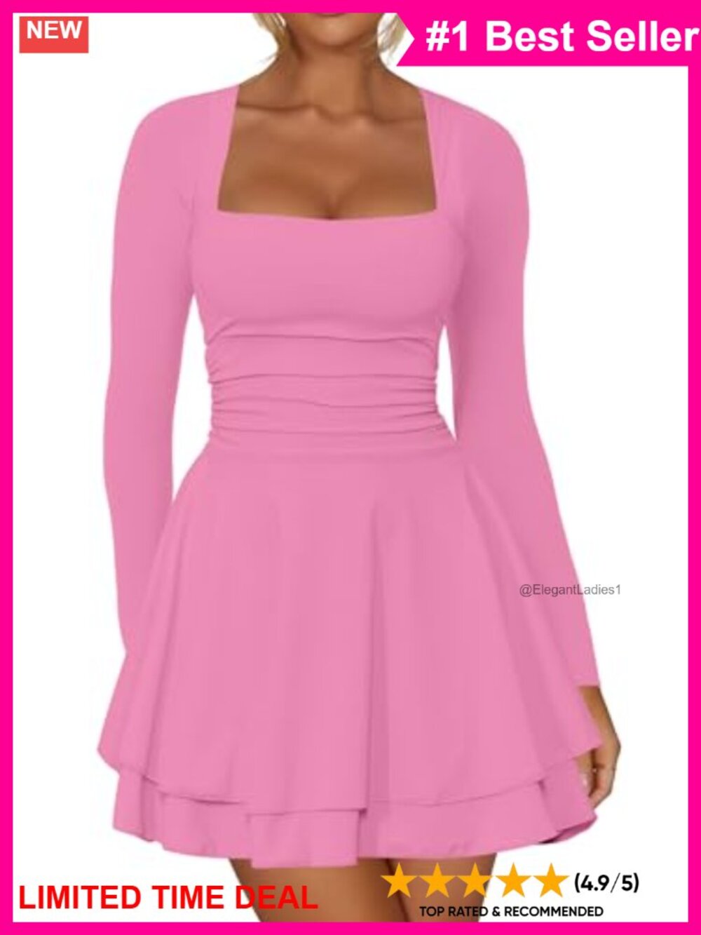 Corset Long Sleeve Ruffle Hem Ruched Bodycon Mini Dress Club Party